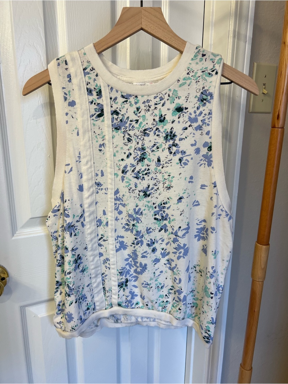 FP Movement x Hatch White Tank Top with Blue & Green Floral Print
